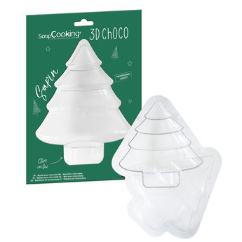 Achat en ligne Moule à chocolat en plastique ABS sapin de Noël 3D 2 moules 18.3 x 15.9 x 7.2 cm - Scrapcooking