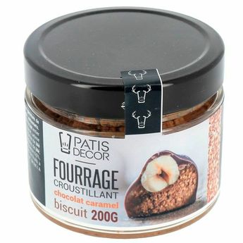 Achat en ligne Fourrage croustillant : chocolat au lait, caramel et éclats de biscuits 200 gr - Patisdecor