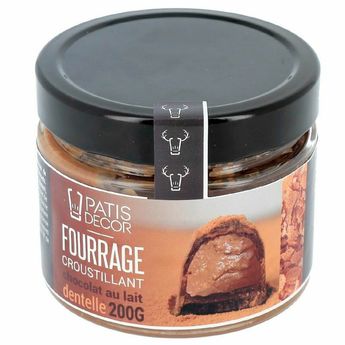 Achat en ligne Fourrage croustillant : chocolat au lait, noisettes et brisures de crêpes dentelles 200 gr - Patisdecor