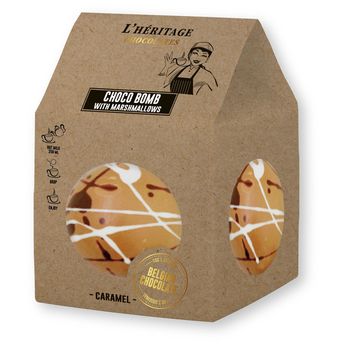 Achat en ligne Choco bomb au chocolat au caramel avec marshmallows pour chocolat chaud 45 gr - Héritage chocolat