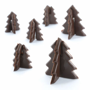 Achat en ligne Décor en chocolat : 6 sapins de Noël 3D 3 et 4.5 cm