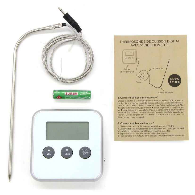 Thermomètre avec sonde blanc