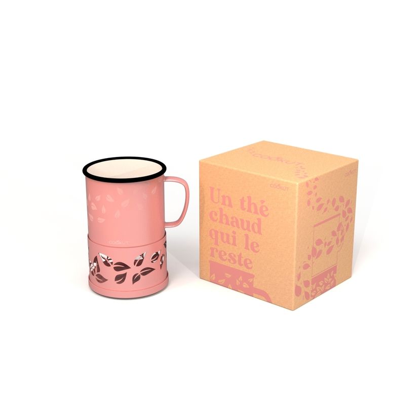 Set Sixtea : mug et chauffe mug à la bougie en acier rose - Cookut