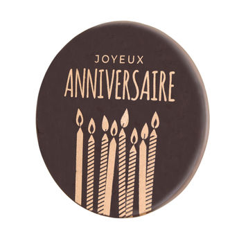 Achat en ligne Décor en chocolat : Plaque Joyeux Anniversaire noir et bronze 11 cm