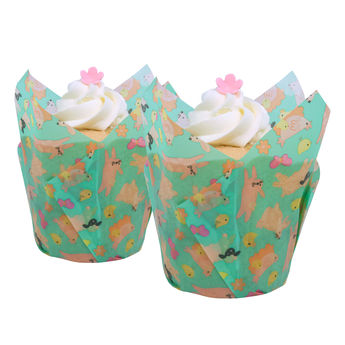 Achat en ligne 24 caissettes pour muffins et cupcakes en forme de tulipe en papier animaux de Pâques 9 cm - PME