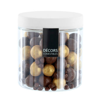 Achat en ligne Pot de décorations perles chocolat au lait et doré 100 gr - Alice Délice