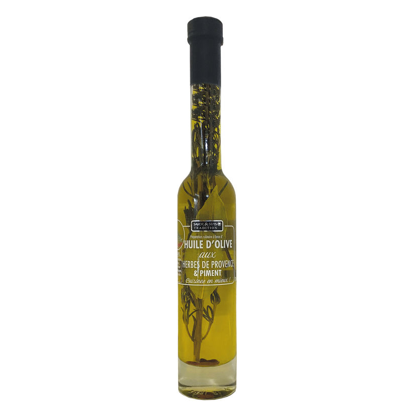 Huile d'olive aux herbes de Provence et piment 20cl - Savor et Sens