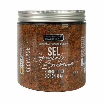 Achat en ligne Sel spécial barbecue piment doux oignon et ail 630g - Savor et Sens