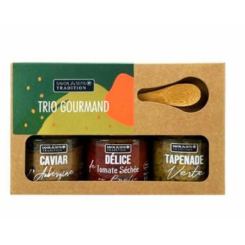 Achat en ligne Trio tartinable 3x100g aubergine, tomate, tapenade - Savor et Sens