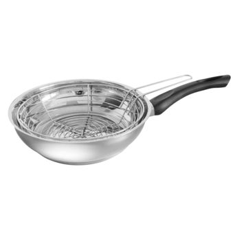 Achat en ligne Poêle à friture induction 26 cm tout inox avec panier acier- Baumalu