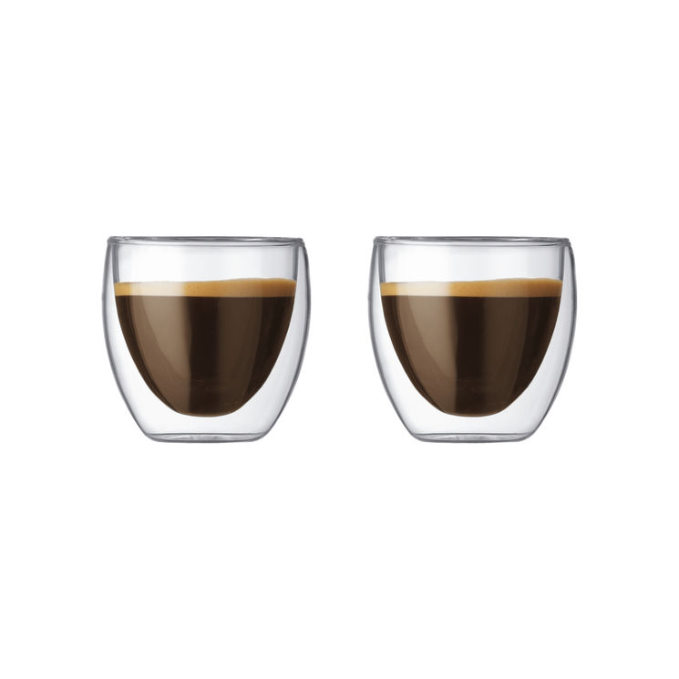 Set de 2 verres double paroi en verre expresso Pavina 80 ml - Bodum