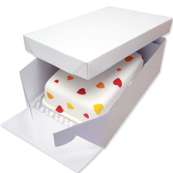 Achat en ligne Boîte et support à gâteau rectangulaire en carton blanc et argent 35.5 x 25.4 x 14.5 cm - PME