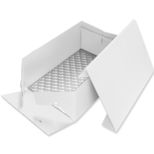 Boîte et support à gâteau rectangulaire en carton blanc et argent 35.5 x 25.4 x 14.5 cm - PME