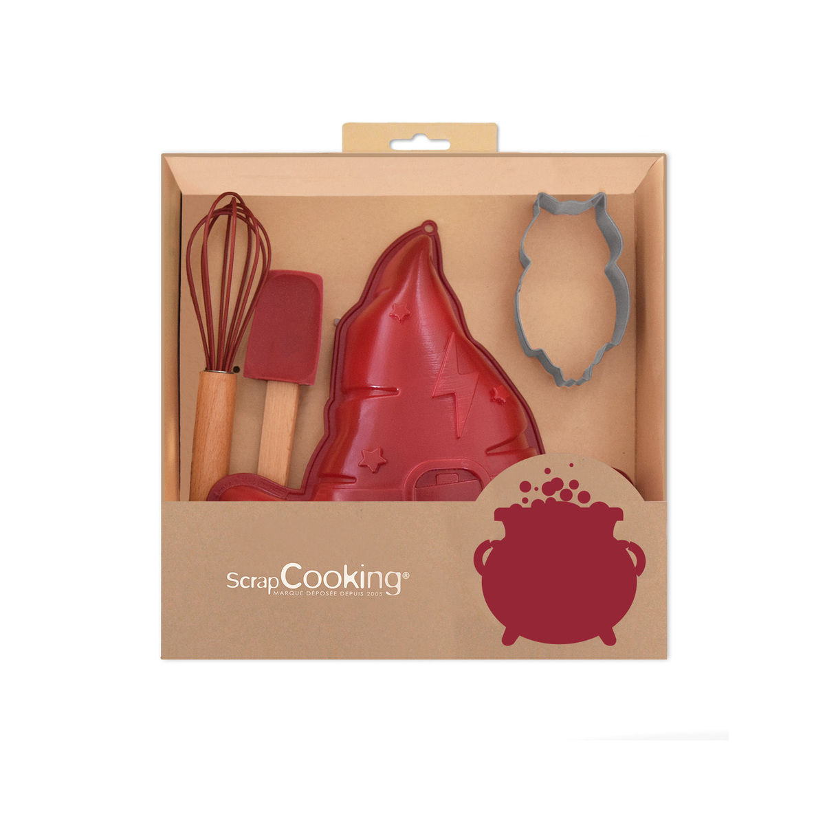 Coffret ustensiles de pâtisserie pour enfant Sorcier : fouet, spatule, emporte-pièce et moule - Scrapcooking