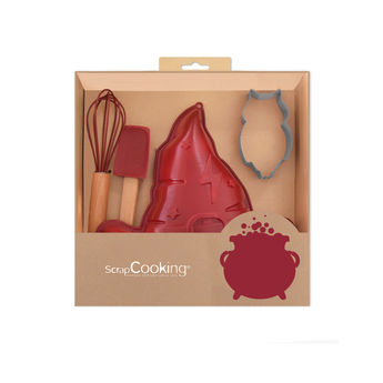 Achat en ligne Coffret ustensiles de pâtisserie pour enfant Sorcier : fouet, spatule, emporte-pièce et moule - Scrapcooking