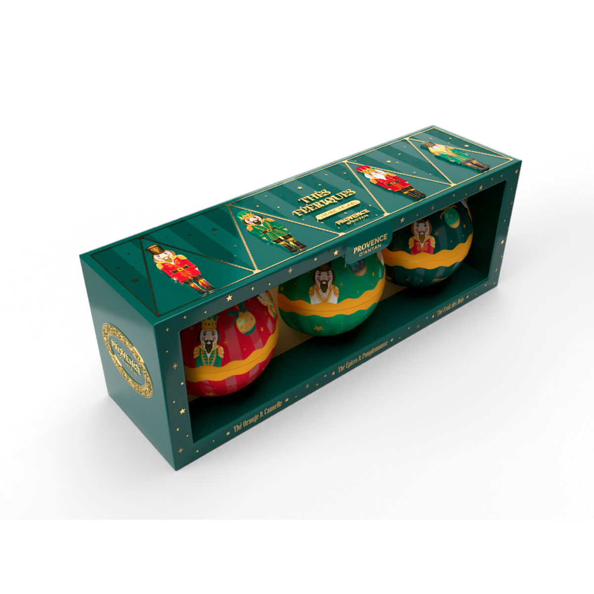 Coffret thé de Noël bio : 3 boules de Noël thés féériques 3 x 8 sachets 44.8 gr - Provence d´Antan