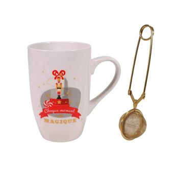 Achat en ligne Coffret thé de Noël : infuseur doré et mug casse-noisette 30 cl - Cook Concept