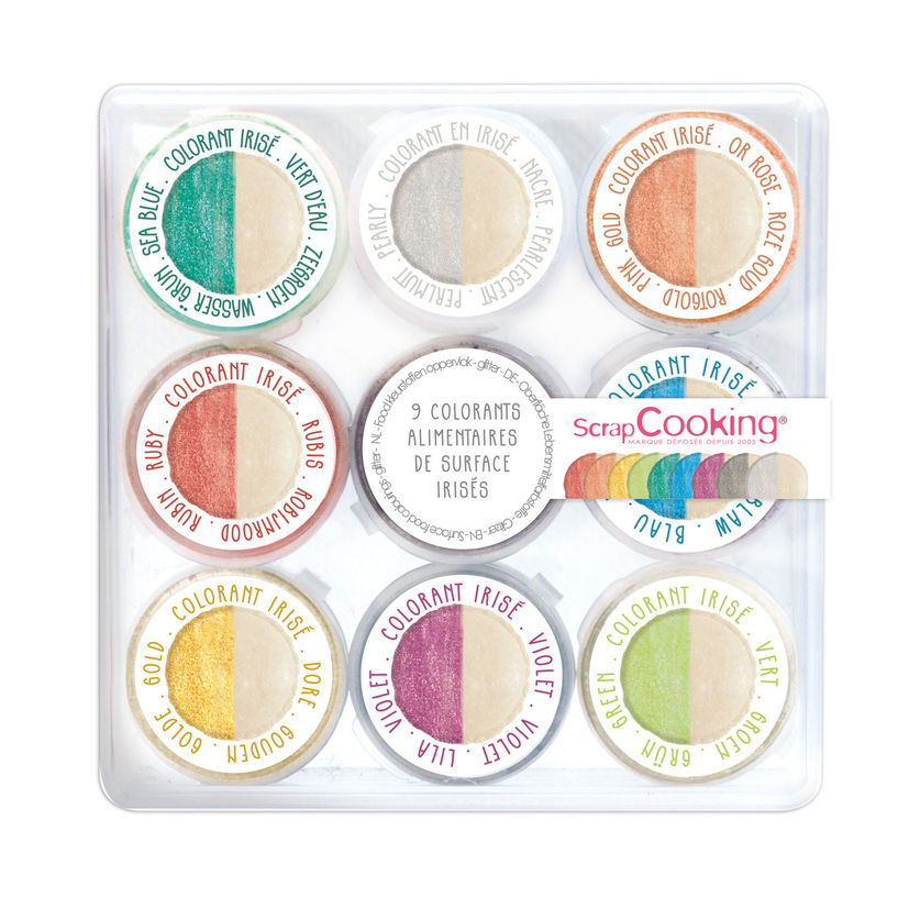 Set de colorants de surface en poudre irisés 9 x 1.5 gr - Scrapcooking