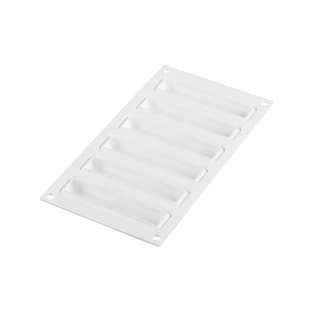 Kit tartelettes Ring Rectangular : moule en silicone 6 empreintes 10.7 x 2.3 cm et 6 cercles perforés en thermoplastique 12 x 3.5 x 2 cm - Silikomart Professional