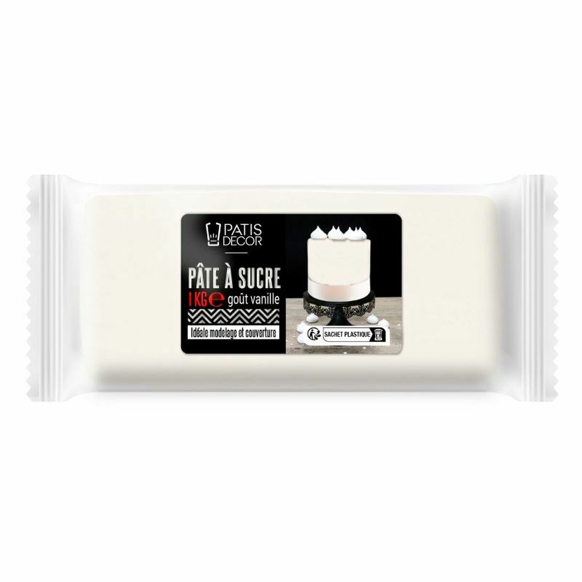 Pâte à sucre goût vanille : blanche 1 kg - Patisdecor