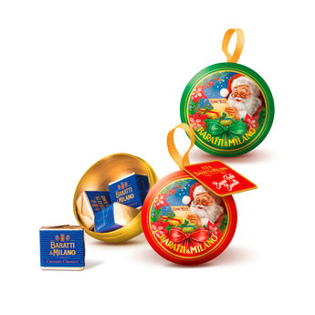 Achat en ligne Boule de Noël en métal garnie de chocolats cremino 42 gr - Baratti & Milano