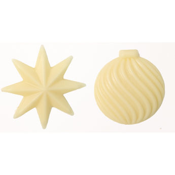 Achat en ligne Décor en chocolat : étoiles et boules de Noël en chocolat blanc 4.4 cm - Alice Délice