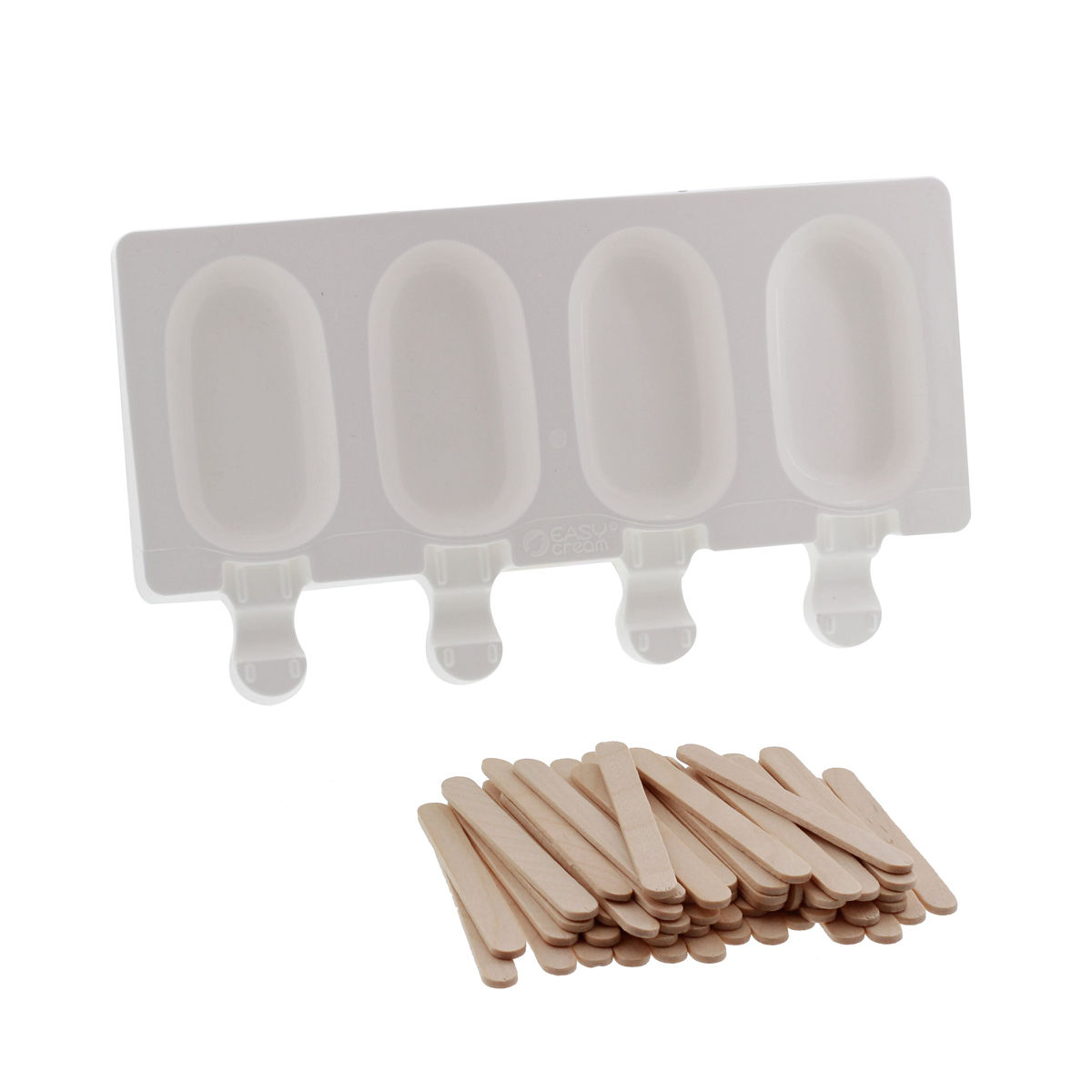 Moule 4 mini glaces esquimaux en silicone et 50 bâtonnets en bois - Silikomart