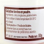 Gélatine bovine en poudre à froid 50 gr - Trésors de chefs