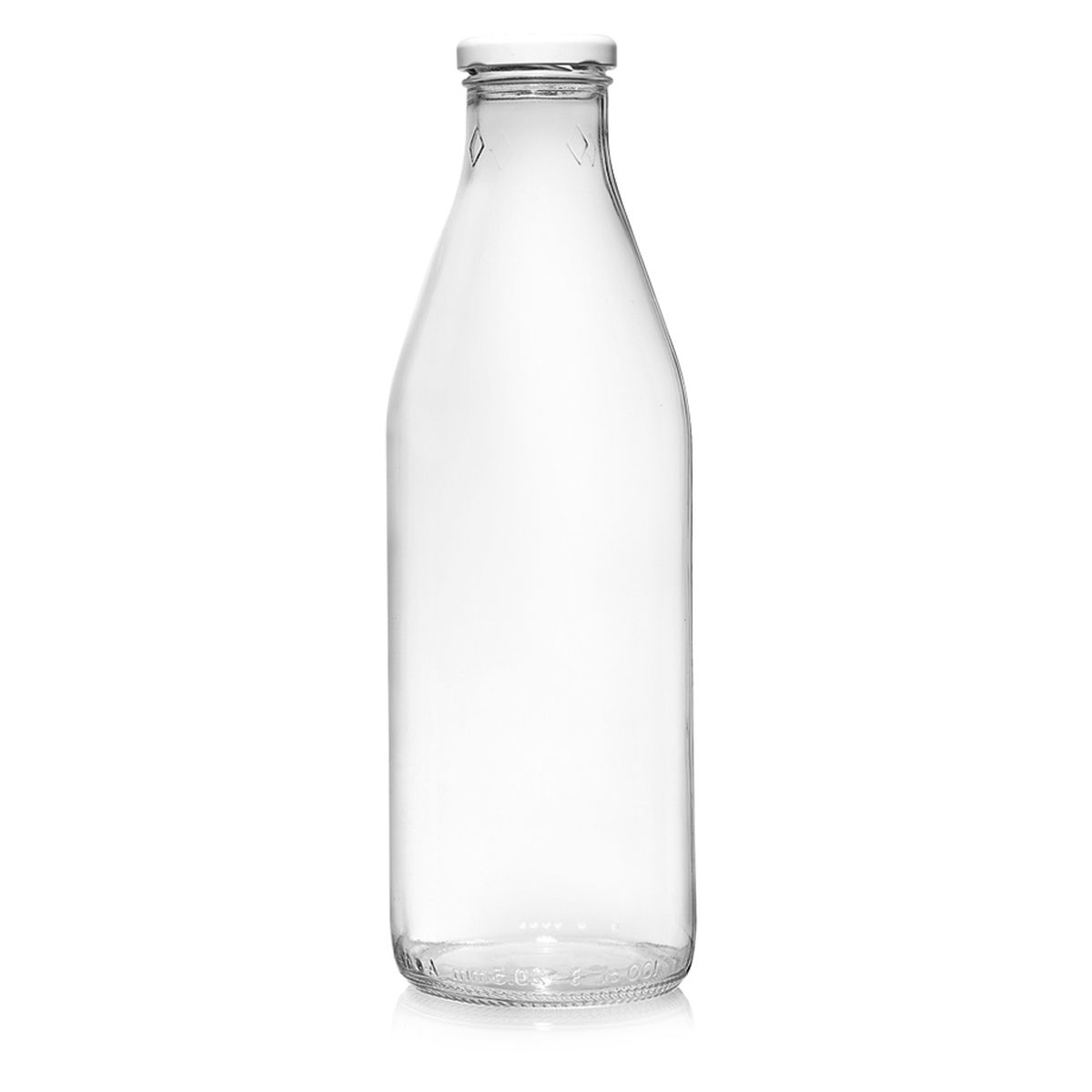 Bouteille forme arrondie en verre transparent 1l 8.5 x 26.3 cm