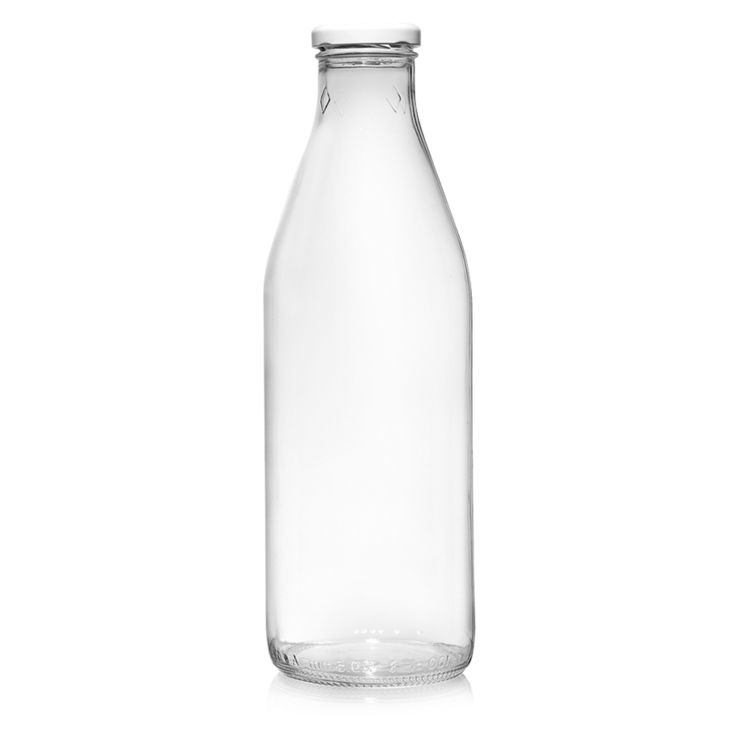 Bouteille forme arrondie en verre transparent 1l 8.5 x 26.3 cm