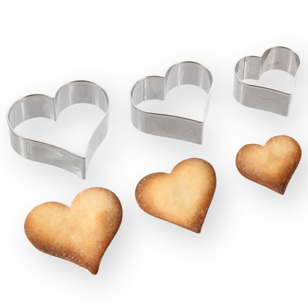 Set de 3 emporte-pièces coeur en inox 4, 5.5 et 6.5 cm - Alice Délice