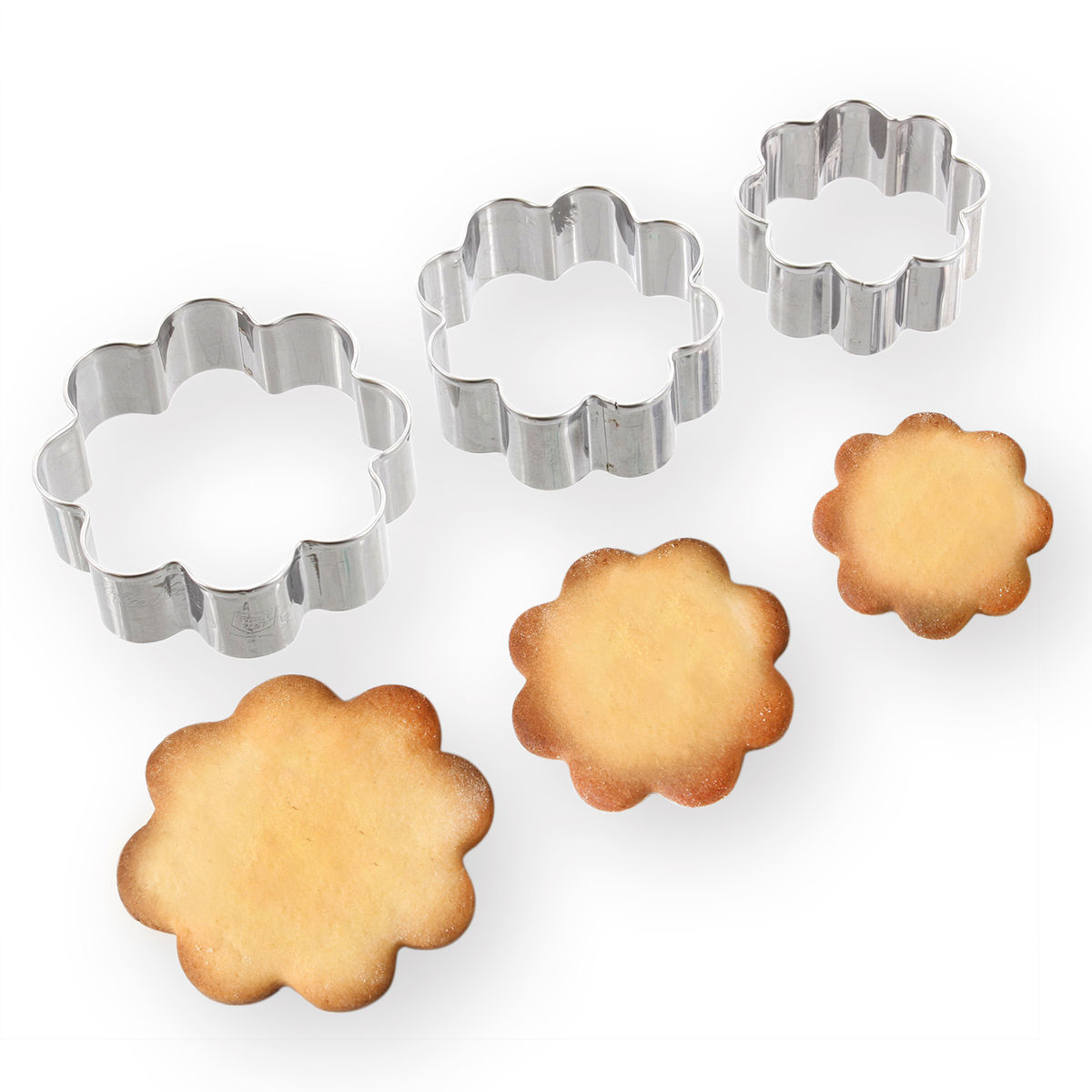 Set de 3 emporte-pièces rosace en inox 5, 6 et 7 cm - Alice Délice