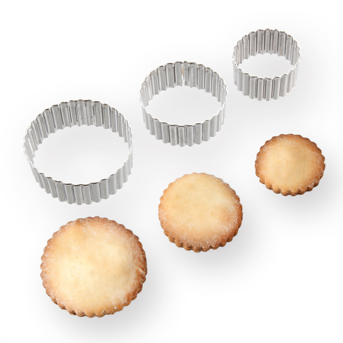 Set de 3 emporte-pièces rond cannelé en inox 4, 5 et 6 cm - Alice Délice