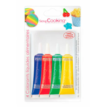 Achat en ligne Lot de 4 colorants alimentaires liquide non azoïque - Scrapcooking