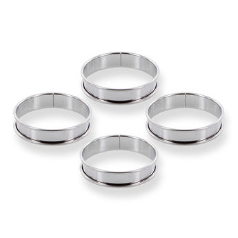 Achat en ligne Lot de 4 cercles à tartelette en inox 8 cm hauteur 2 cm - Alice Délice