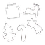 Set de 5 emporte-pièces en inox Noël : Etoile filante, sapin, candy cane, cadeau et renne - Alice Délice