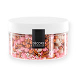 Décor à parsemer : mélange sprinkles cuivré, rose et blanc 100 gr