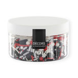 Décor à parsemer : mélange sprinkles Halloween Os, Cranes et Pierres tombales blanc, noir et rouge 100 gr