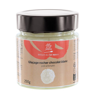 Achat en ligne Glaçage rocher prêt à l´emploi pour entremets congelés et gâteaux cuits chocolat blanc 250 gr