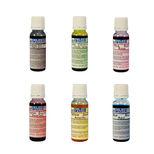 Set de 6 colorants alimentaires liquides pour aérographe : bleu, jaune, noir, rouge, vert et rose 6 x 25 gr - PME