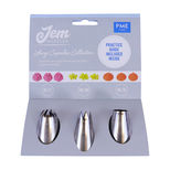 Set de douilles en inox large cupcakes collection : fleur rose #2J, étoile cannelée #2M et ronde #3R - PME