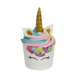 Set cupcakes licorne : 6 caissettes blanches, 6 caissettes licornes et 6 sets de décors en sucre - PME