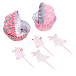 Set 24 caissettes à cupcakes et muffins et décorations lapins de Pâques - PME