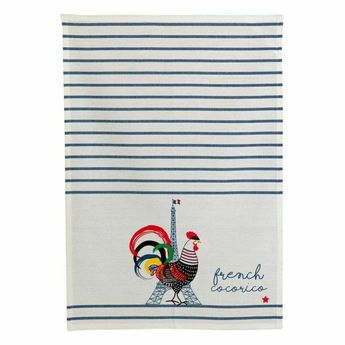 Achat en ligne Torchon French Cocorico bleu et blanc  - Winkler