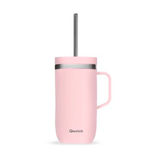 Cold cup tasse isotherme pour boisson froide inox avec anse rose 600ml + paille - Qwetch