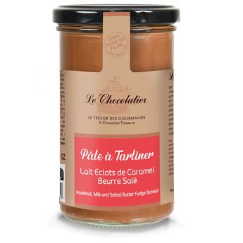 Achat en ligne Pâte à tartiner lait noisette éclats de caramel beurre salé 300 gr - Le Chocolatier