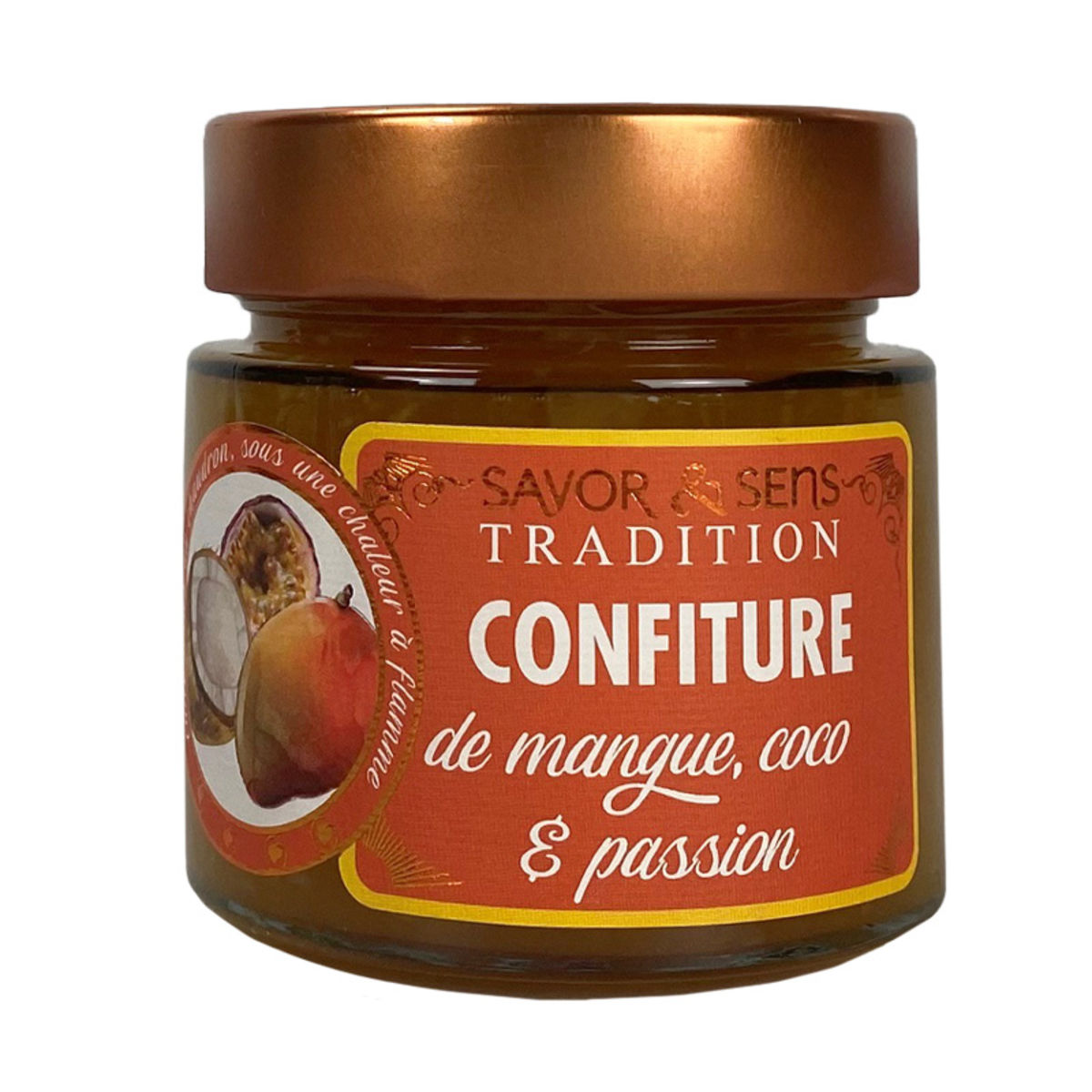 Confiture spécialité gourmande : mangue coco passion 270 gr - Savor & sens tradition