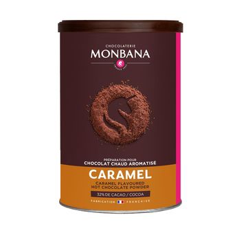 Achat en ligne Chocolat en poudre aromatisé caramel 32% de cacao 250 gr - Monbana