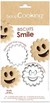 Achat en ligne 2 emporte-pièces en inox sourire smile : idéal pour biscuits fourrés 5 cm - Scrapcooking