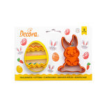 Lot de 2 emporte-pièces en plastique lapin et oeuf décoré Pâques - Decora